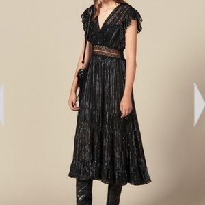 Sandro FW19 Lurex black long dress